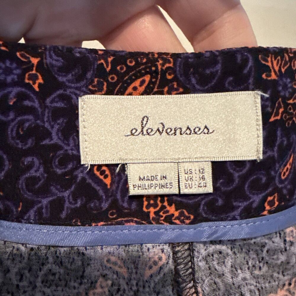 Elevenses Anthropologie Pants Paisley Wide Leg Palazzo Boho Flowy Purple Size 12 - Picture 6 of 12